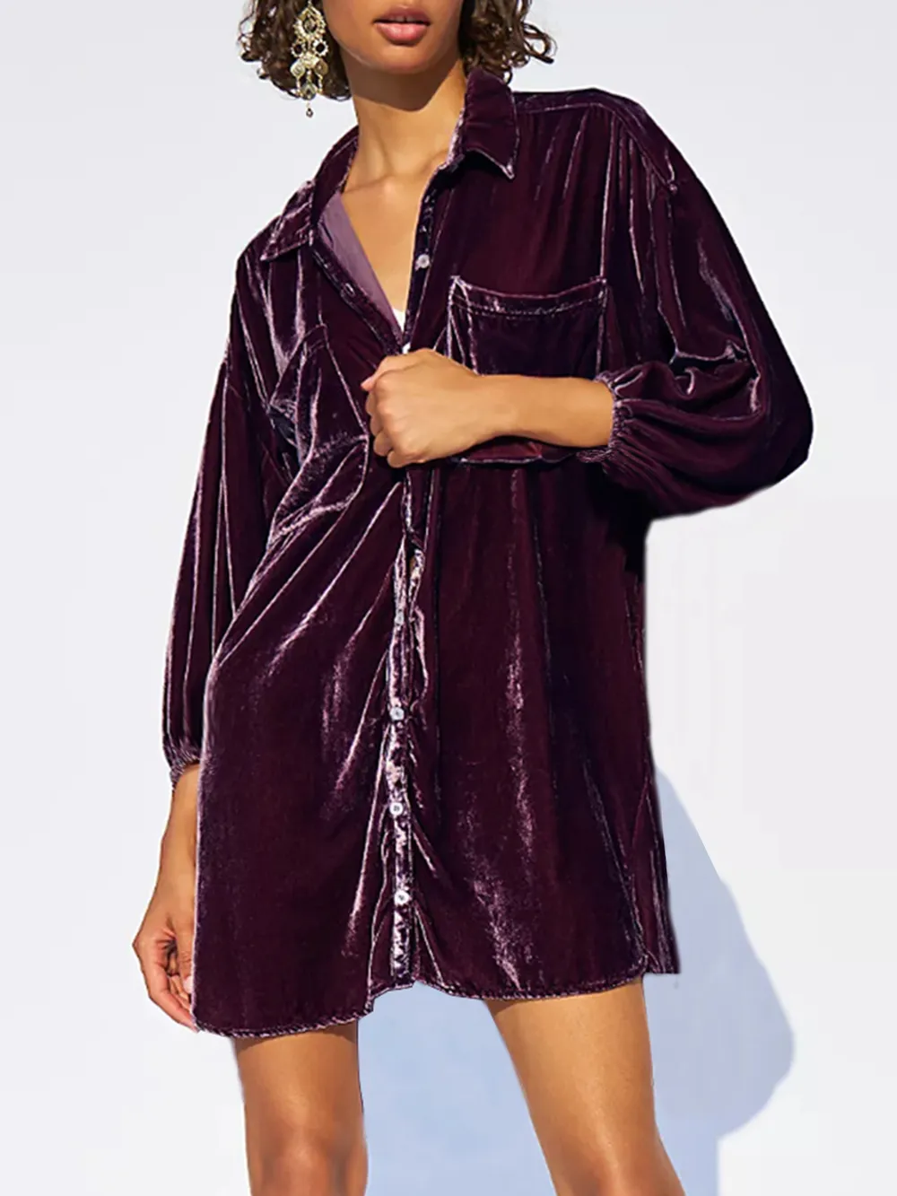 Collared Neck Button Down Long Sleeve Shirt, image 10