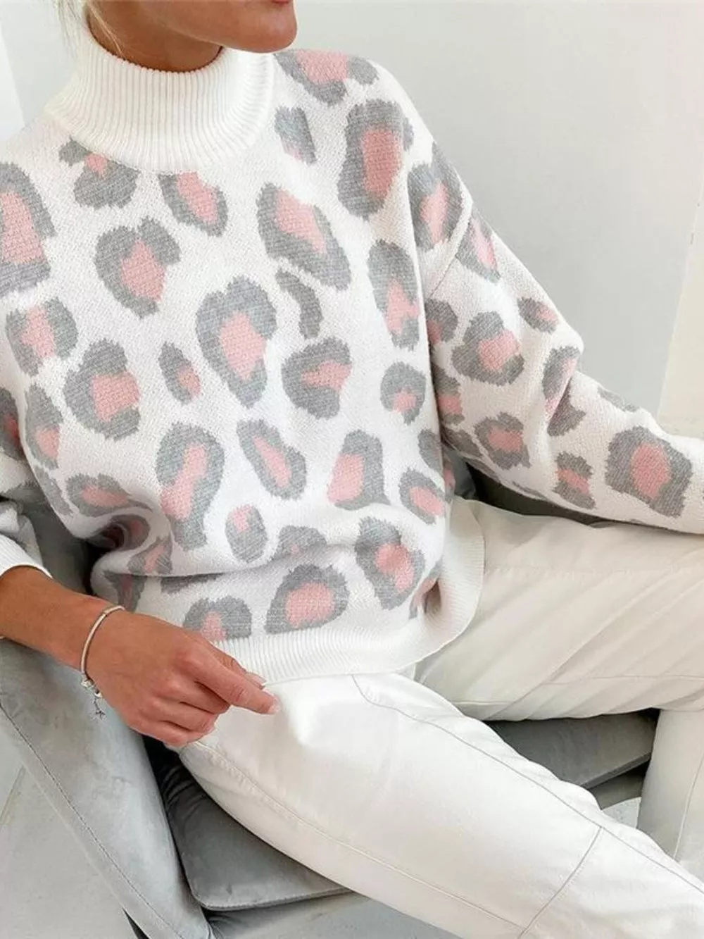 Leopard High Neck Sweater, image 5