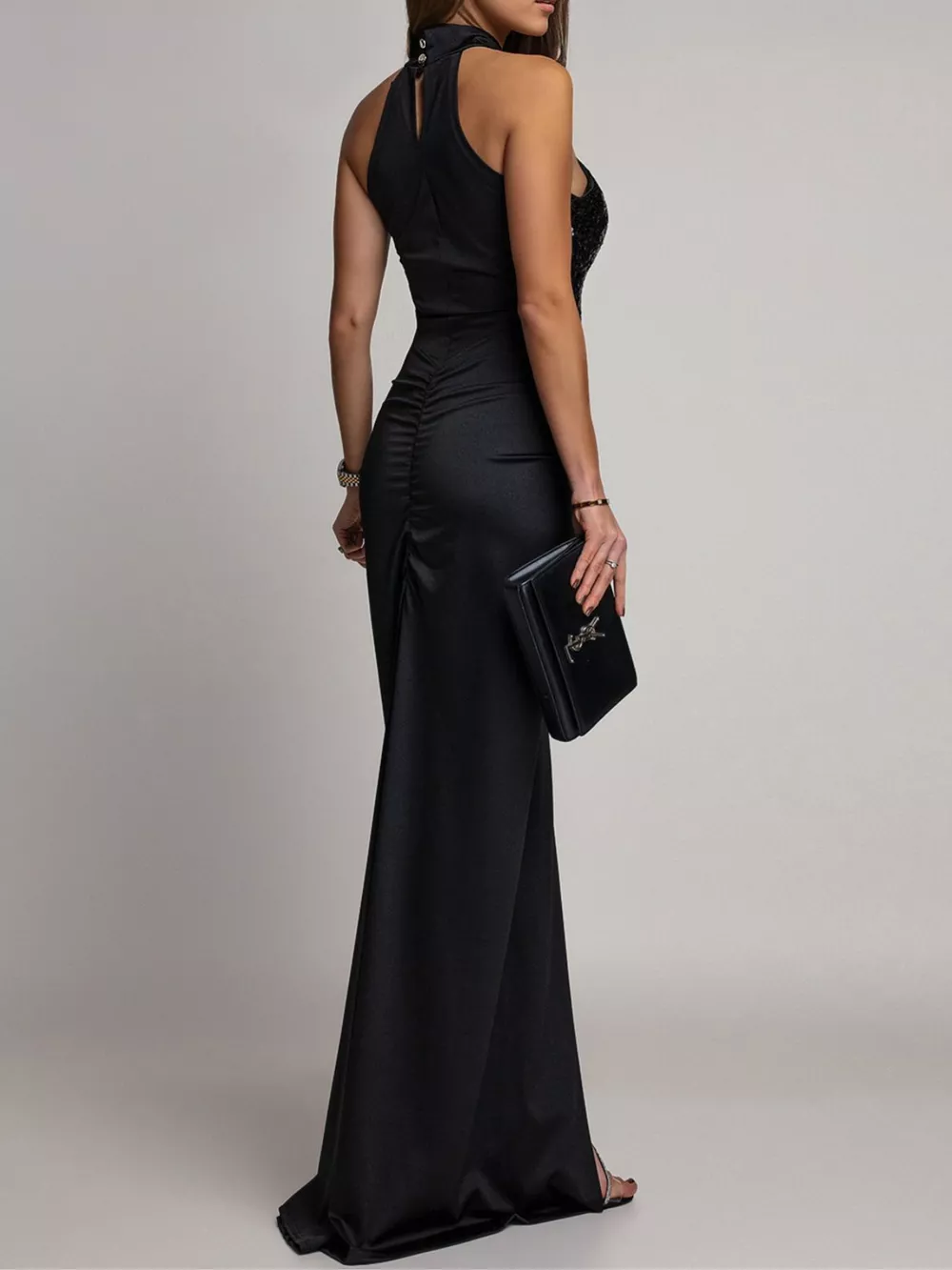Sequin High Slit Sleeveless Maxi Dress, image 4