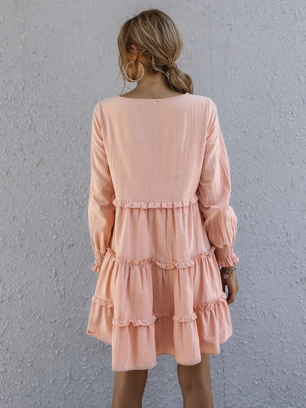 Frill Tiered Long Sleeve Mini Dress, image 5