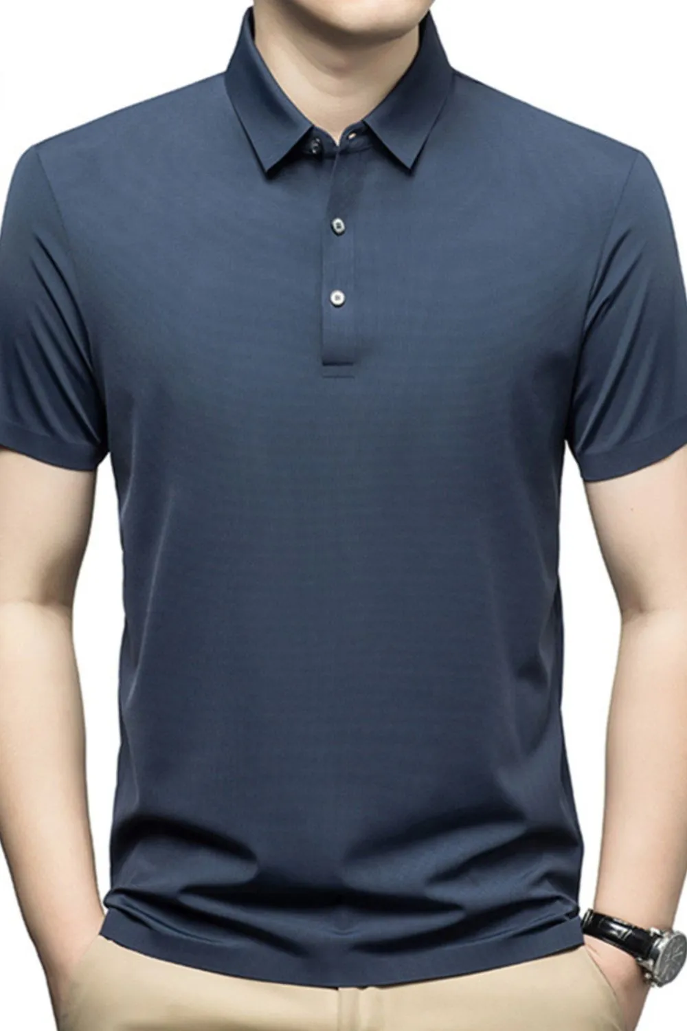 Men's Plus Size Button Detail Short Sleeve Polo