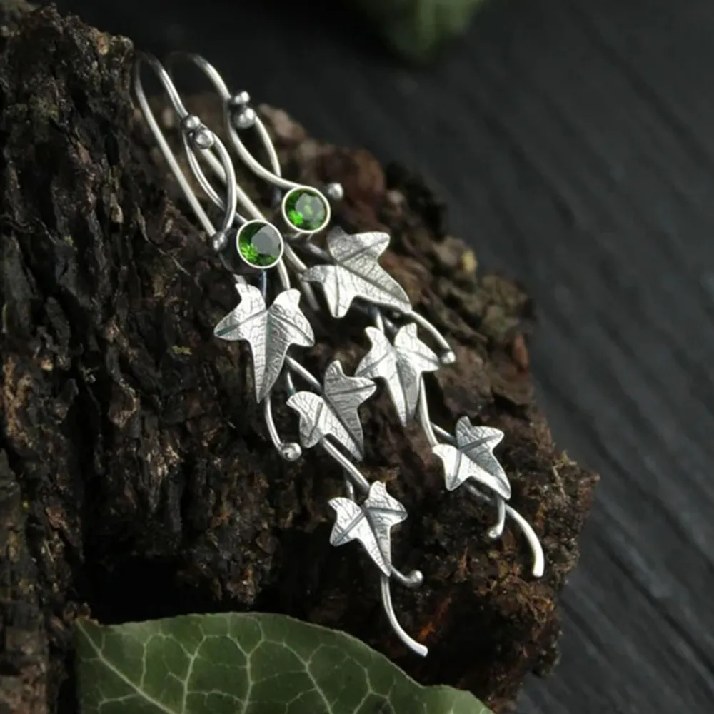 Ivy Leaf Alloy Dangle Earrings, image 2