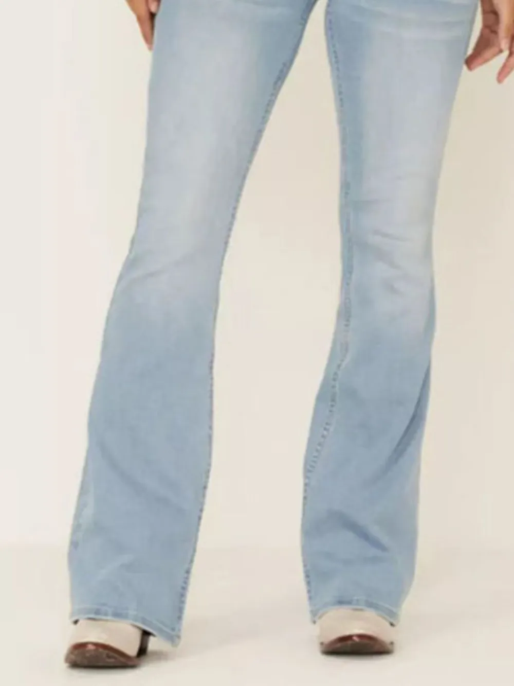 Full Size Wash Flare Jeans with Pockets Plus Size, image 3