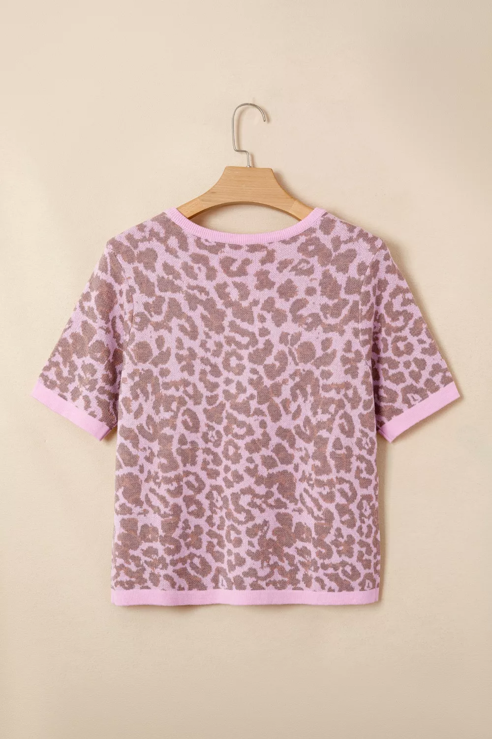 Leopard Button Down Short Sleeve Sweater Cardigan, image 4