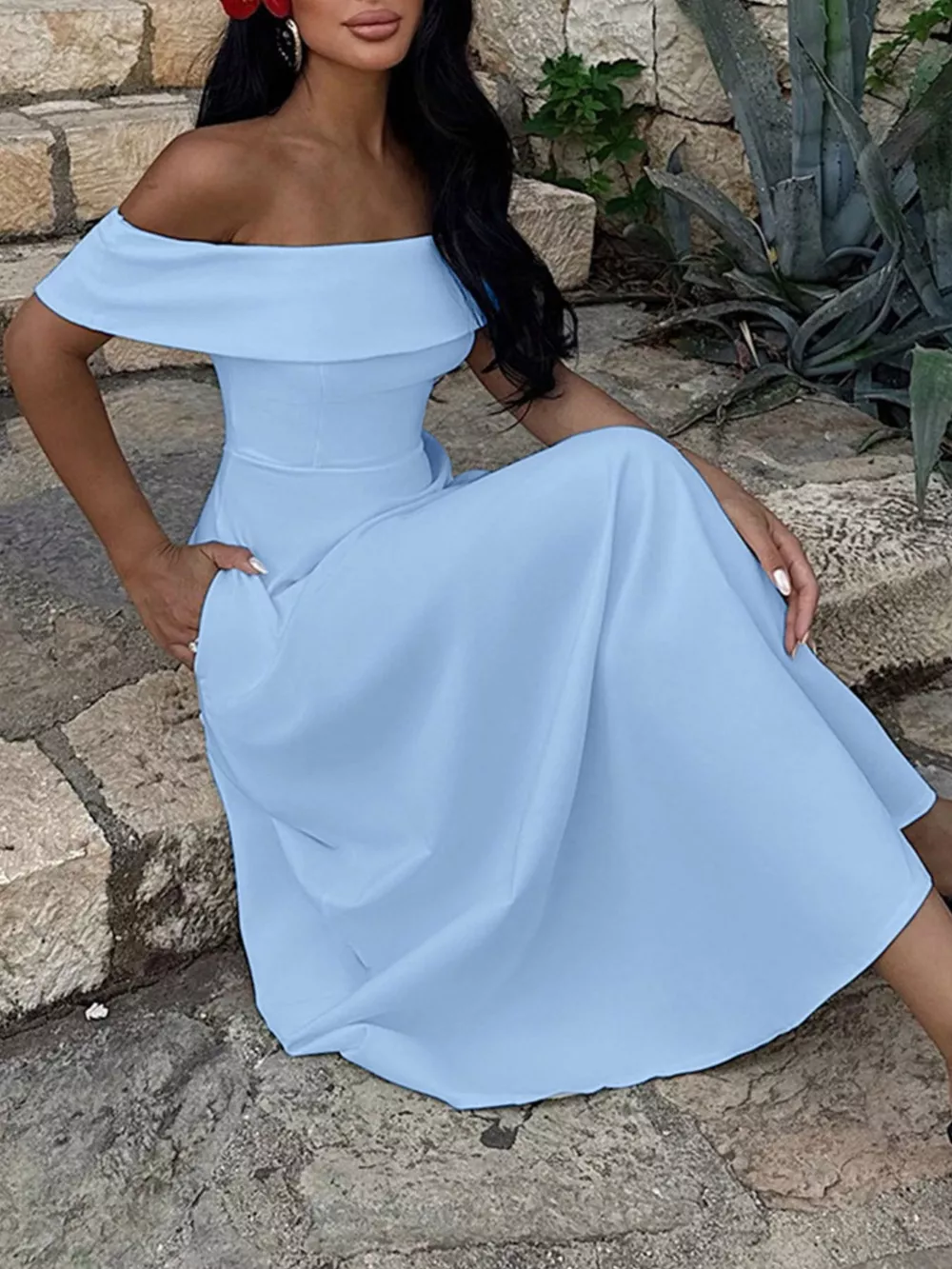 Off-Shoulder A-Line Maxi Dress, image 12
