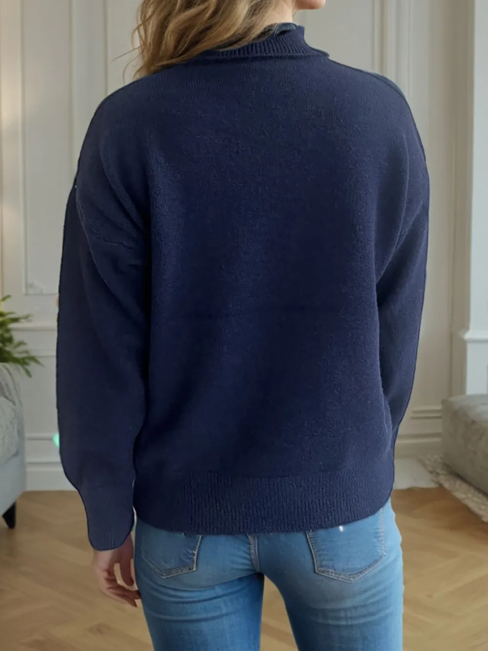 Turtleneck Dropped Shoulder Long Sleeve Sweater, image 5