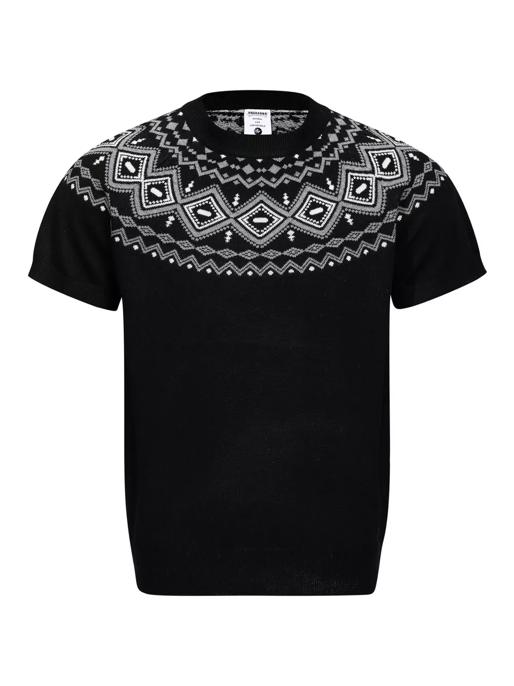 Men's Short Sleeve Fair Isle Pattern Knit Top