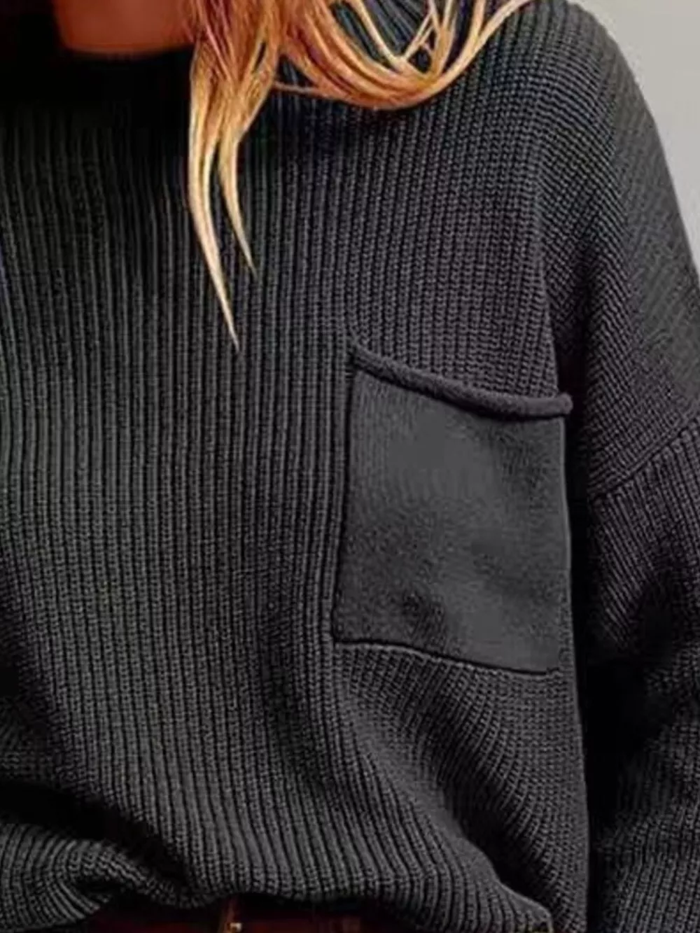 Pocket Detail Dropped Shoulder Sweater, image 6