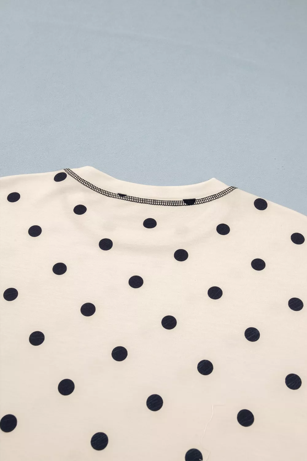 Exposed Seam Detail Polka Dot Loose Tee Drawstring Shorts Set, image 6