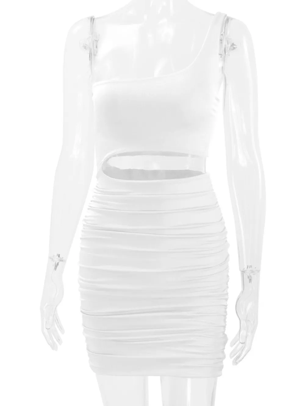 One-Shoulder Cutout Ruched Bodycon Mini Dress, image 11