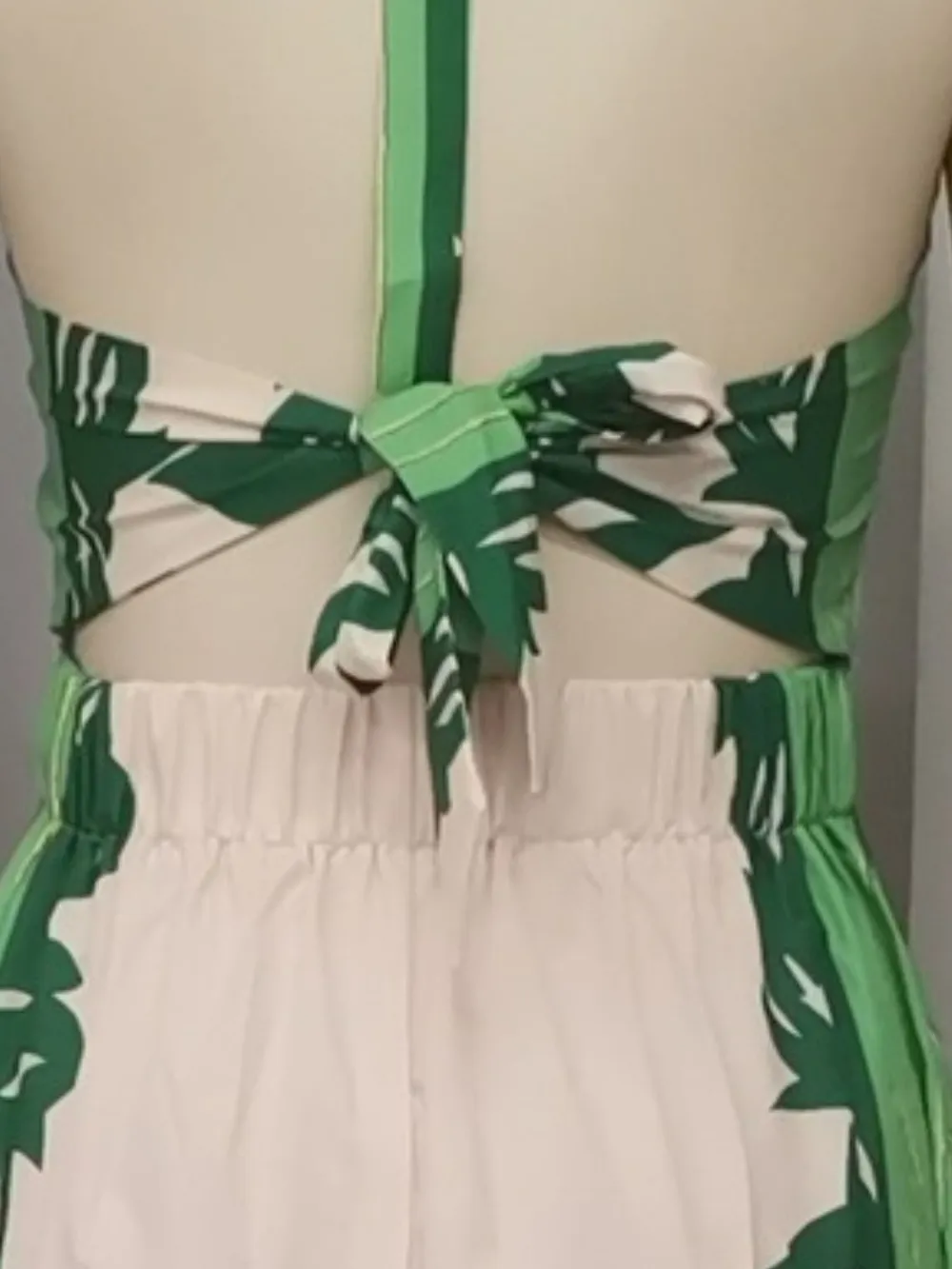 Halter Neck Leaf Print Maxi Dress, image 2