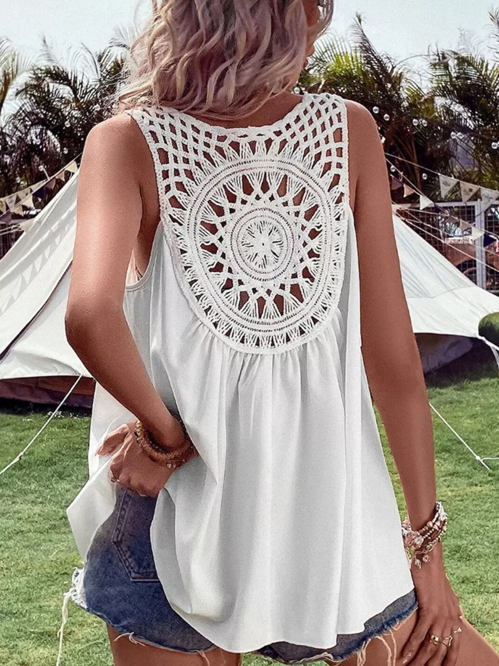 Crochet V-Neck Tank Top, image 2
