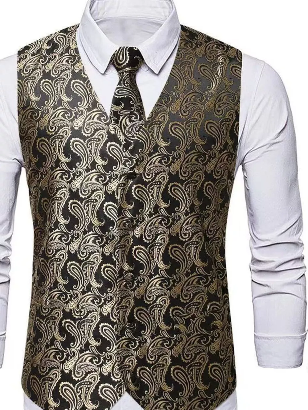 Men's Full Size Paisley Print Button Up Vest Plus Size, image 8
