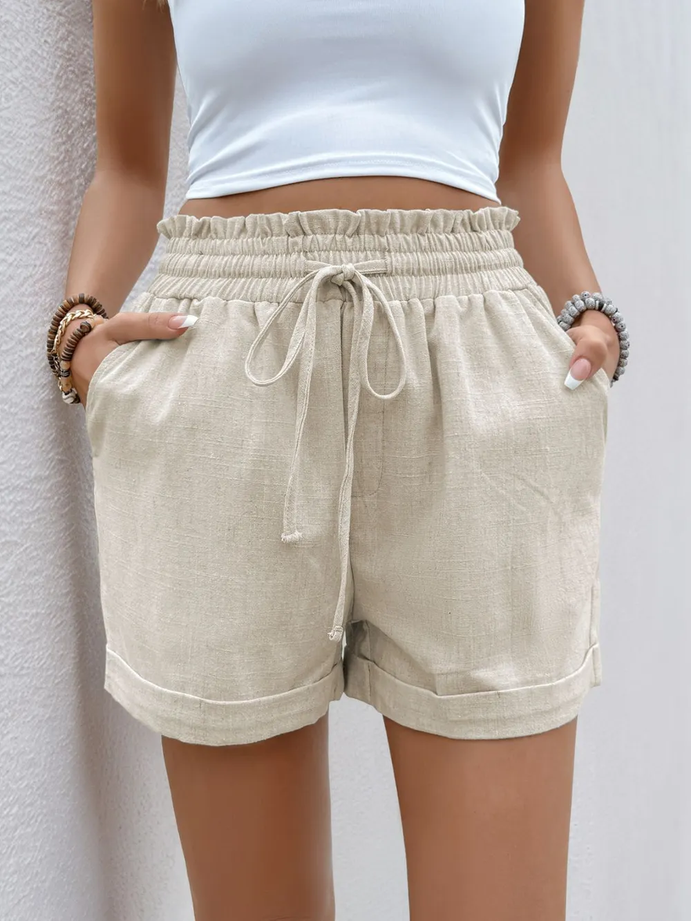 Frill Drawstring Shorts, image 4