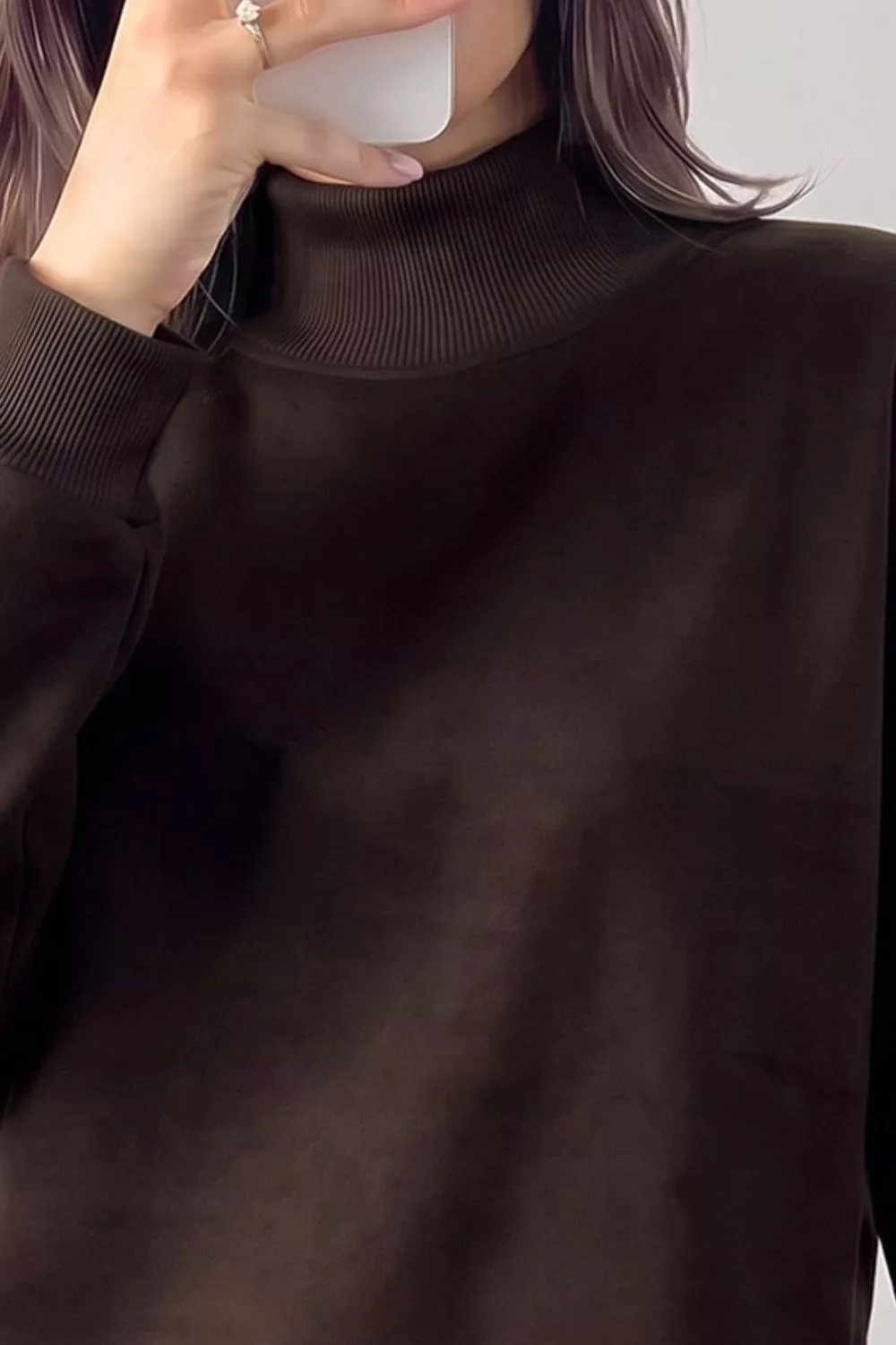 Lace Hem Mock Neck Sweatshirt, image 3
