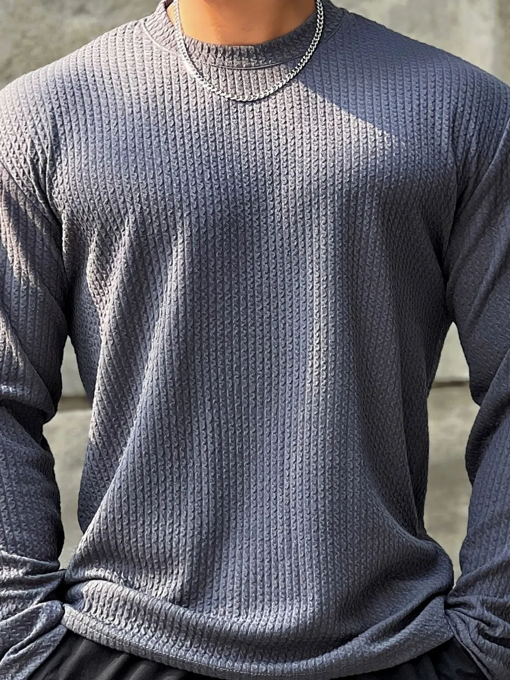 Men's Plus Size Round Neck Long Sleeve T-Shirt, image 2