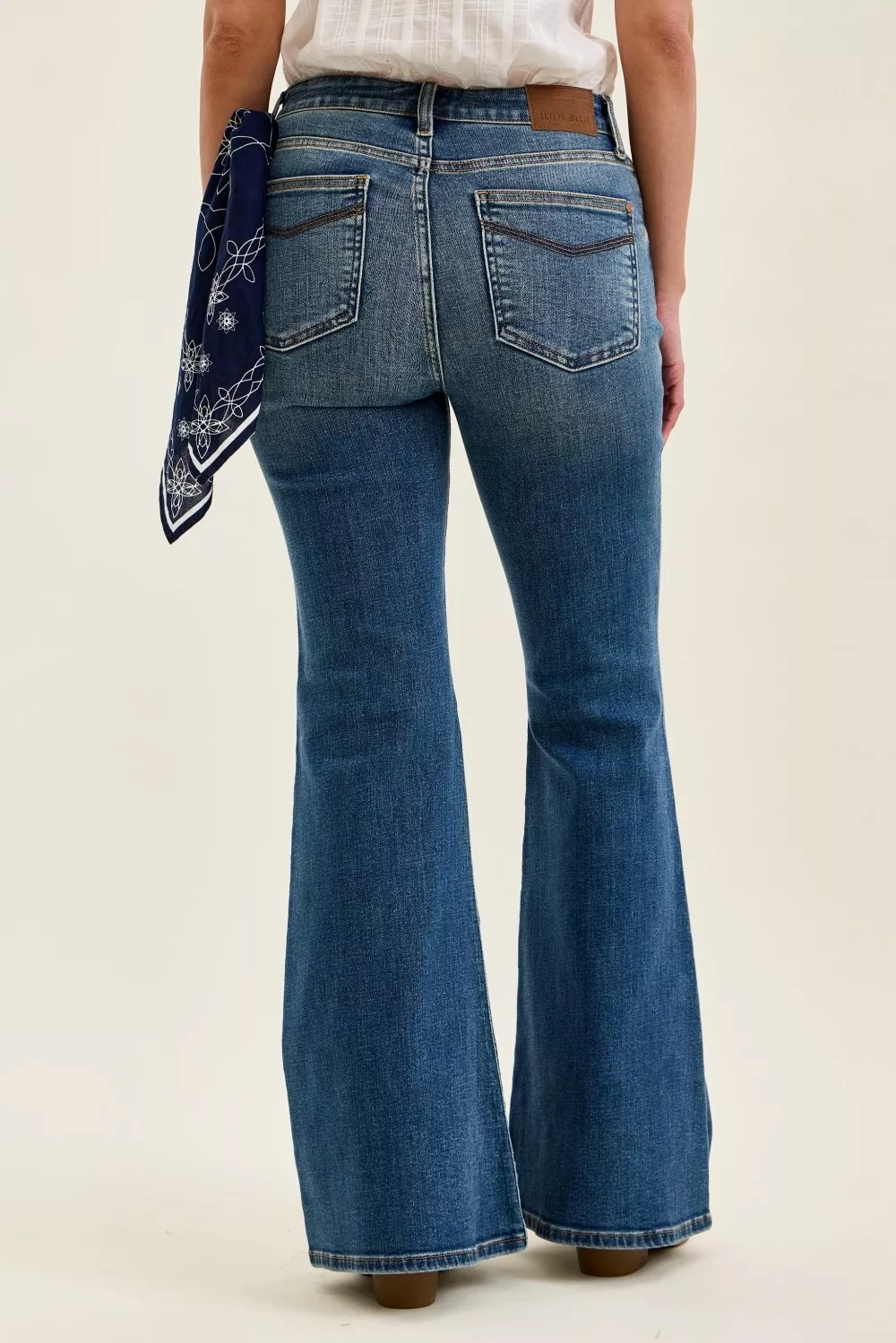 Mid Rise Jaqueline Flare with Triple Needle Back Pkts and Bandana Loop, image 4