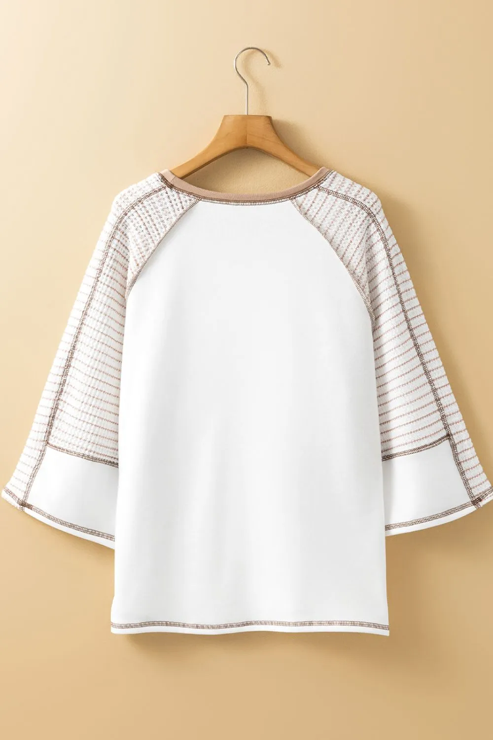 Striped Round Neck Raglan Sleeve Top, image 3