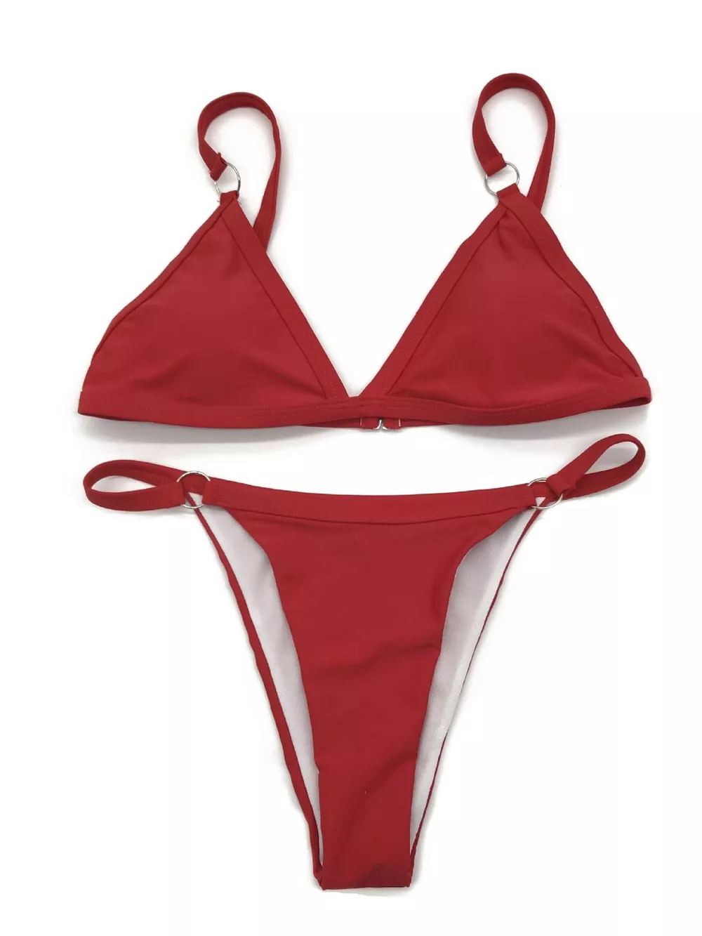 Solid Color Ring Detail Bikini Set, image 2