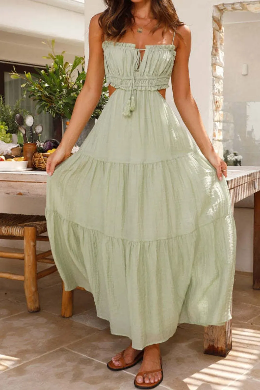 Cutout Square Neck Midi Cami Dress, image 7