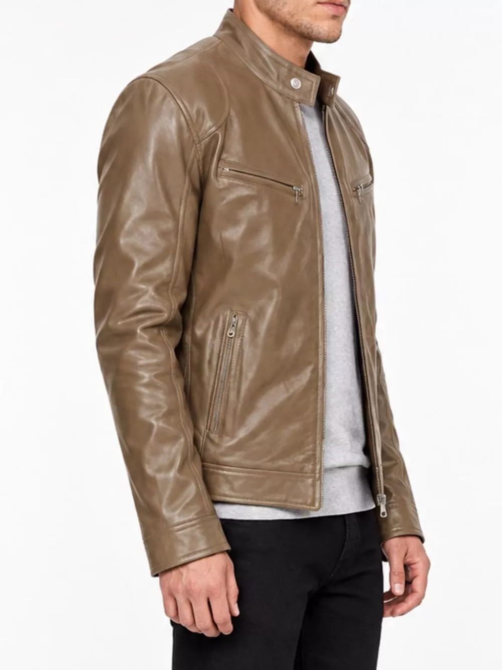 Men's Full Size Faux Leather Zip Up Jacket Plus Size, image 2