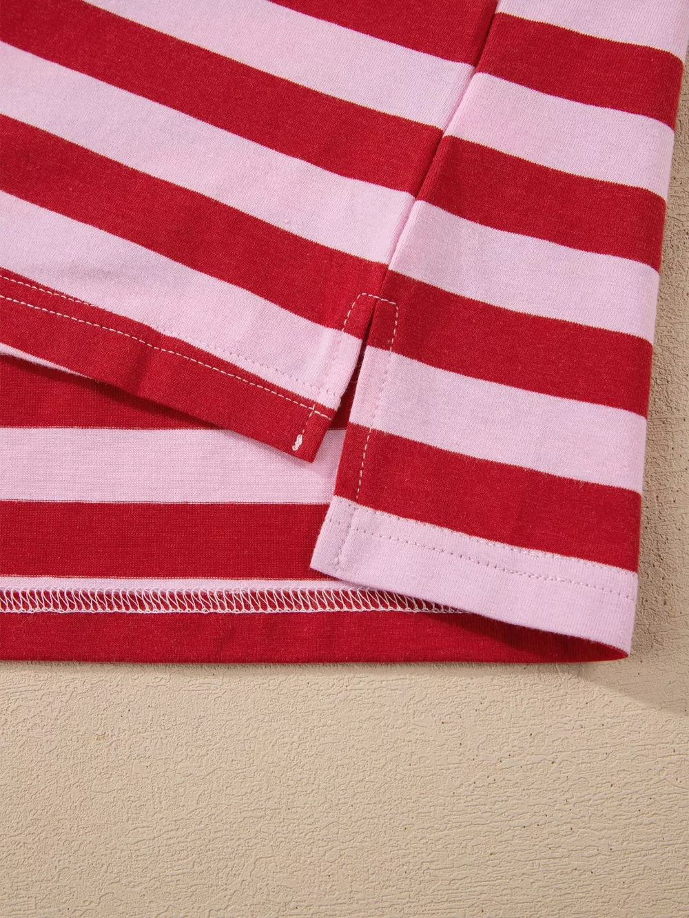 Stripe Split V Neck Casual T Shirt, image 9