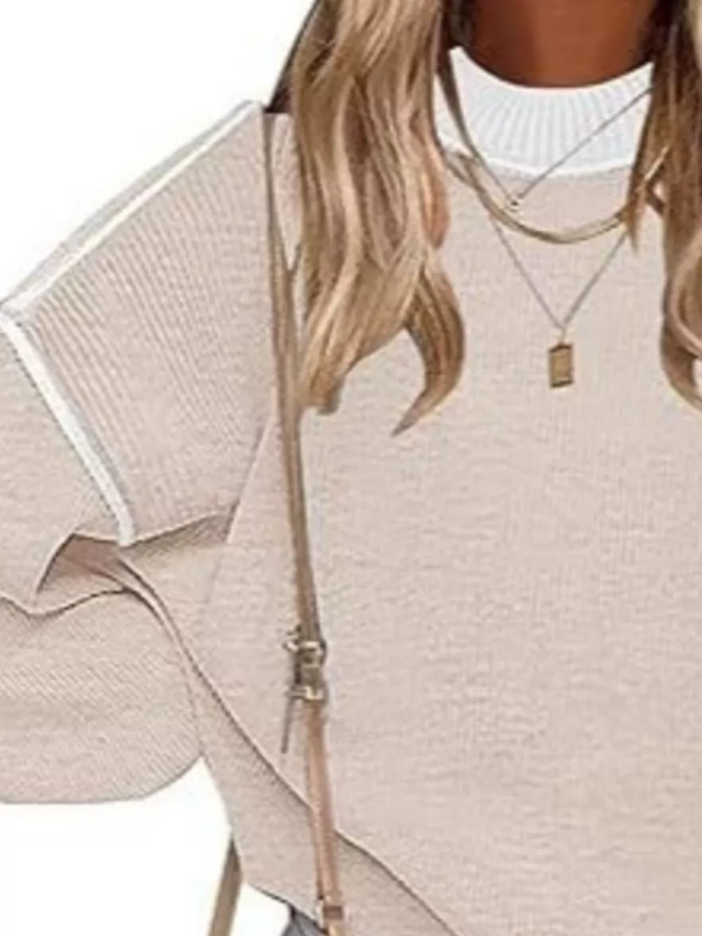 Round Neck Dropped Shoulder Sweater, image 4