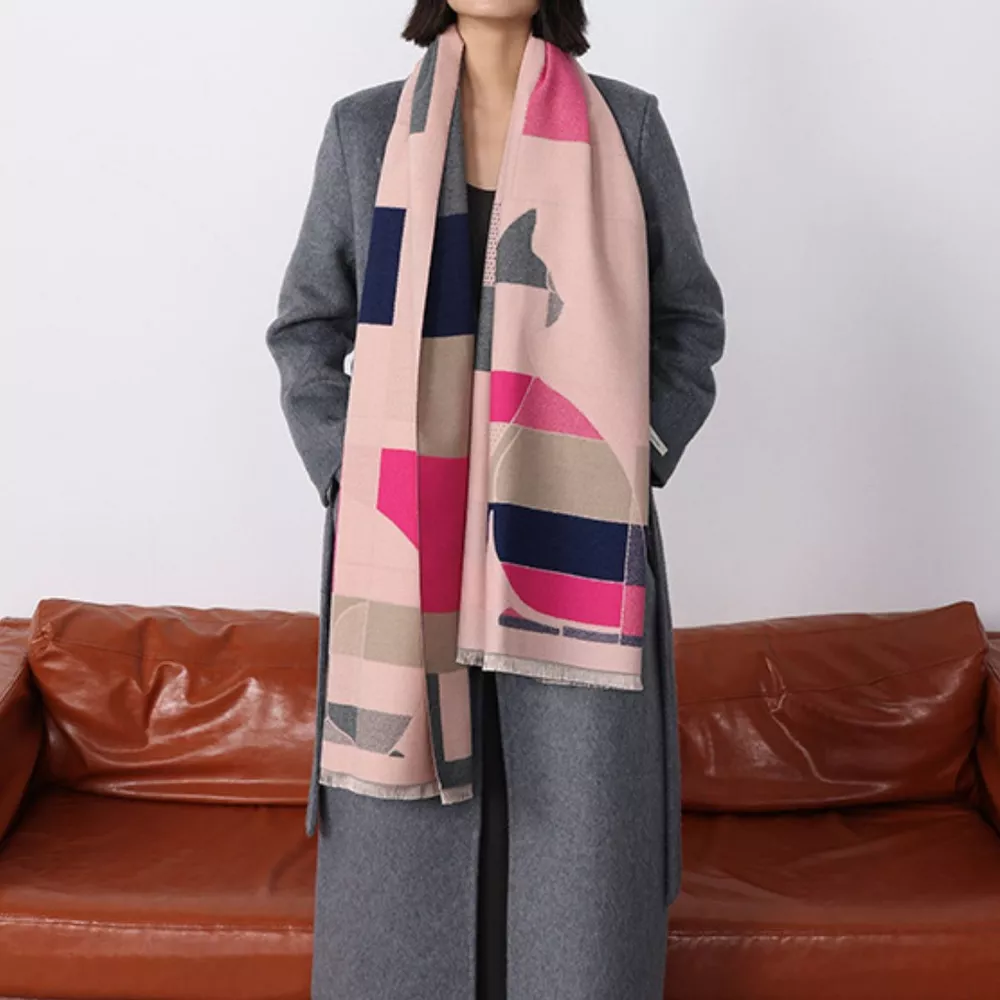 Geometric Cat Print Soft Scarf, image 4