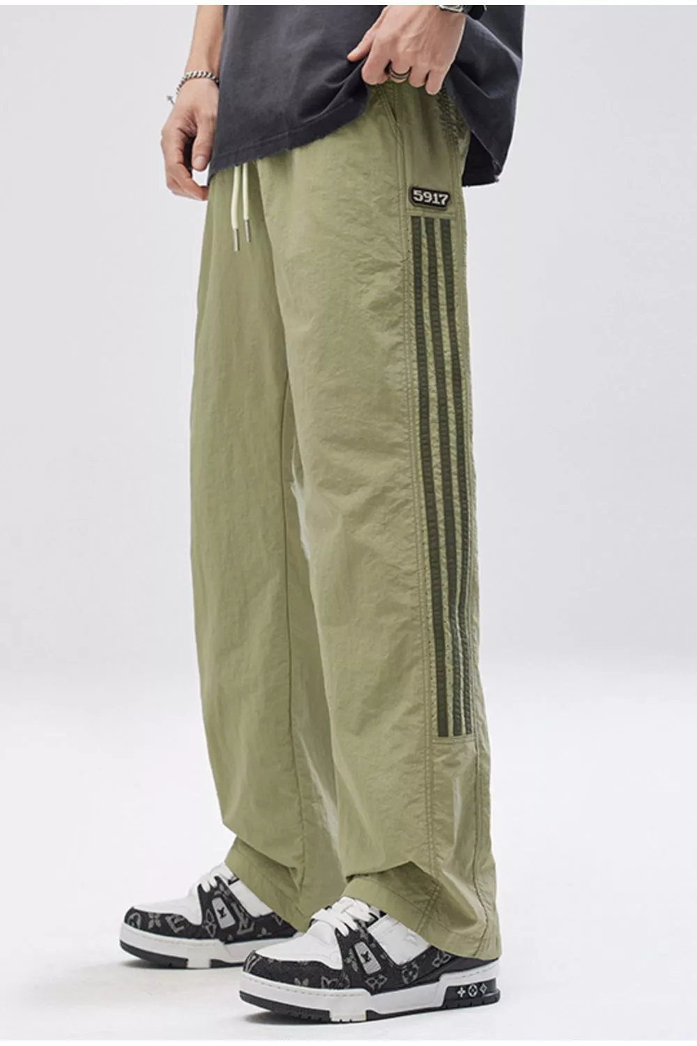 Men's Full Size Striped Casual Wide Leg Pants Plus Size, image 2