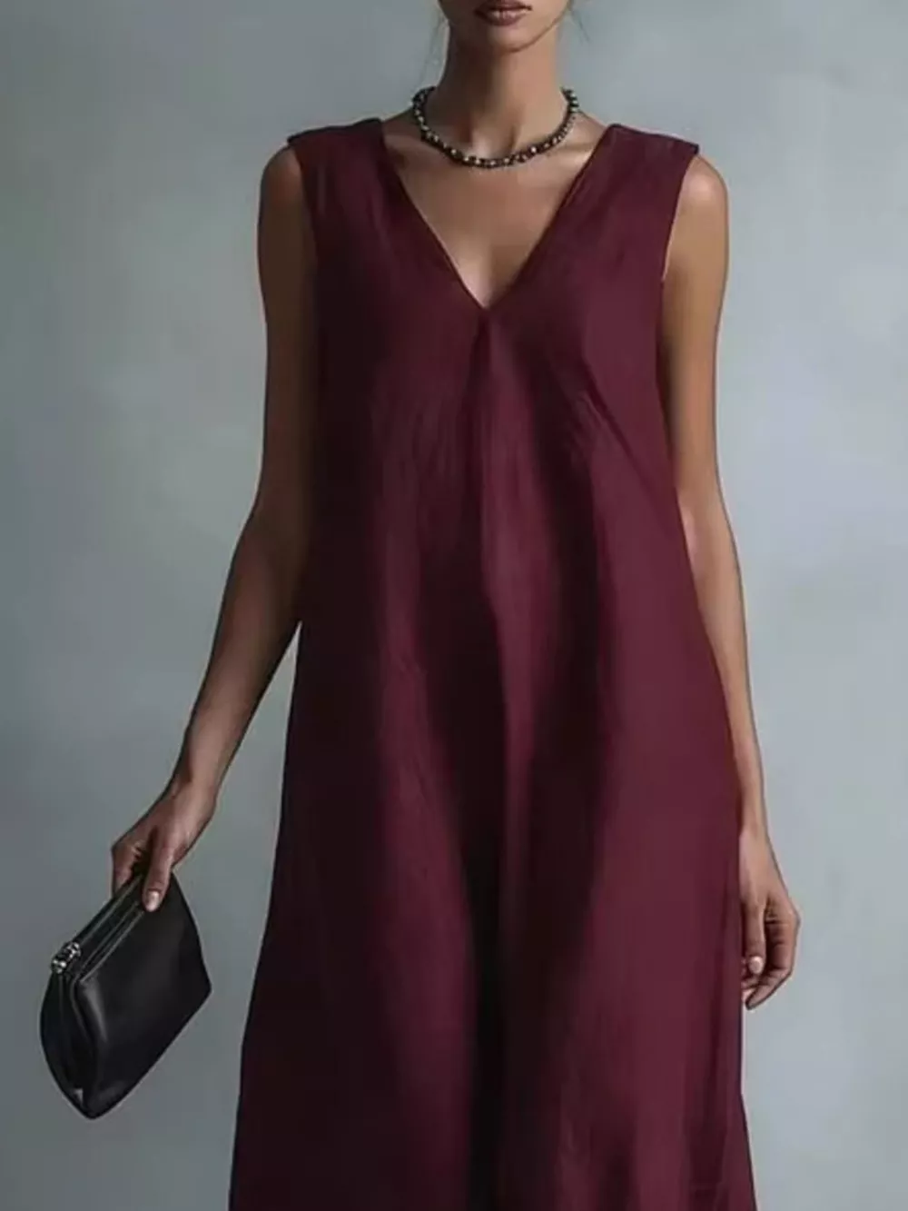 Full Size V-Neck Sleeveless Maxi Dress Plus Size, image 4