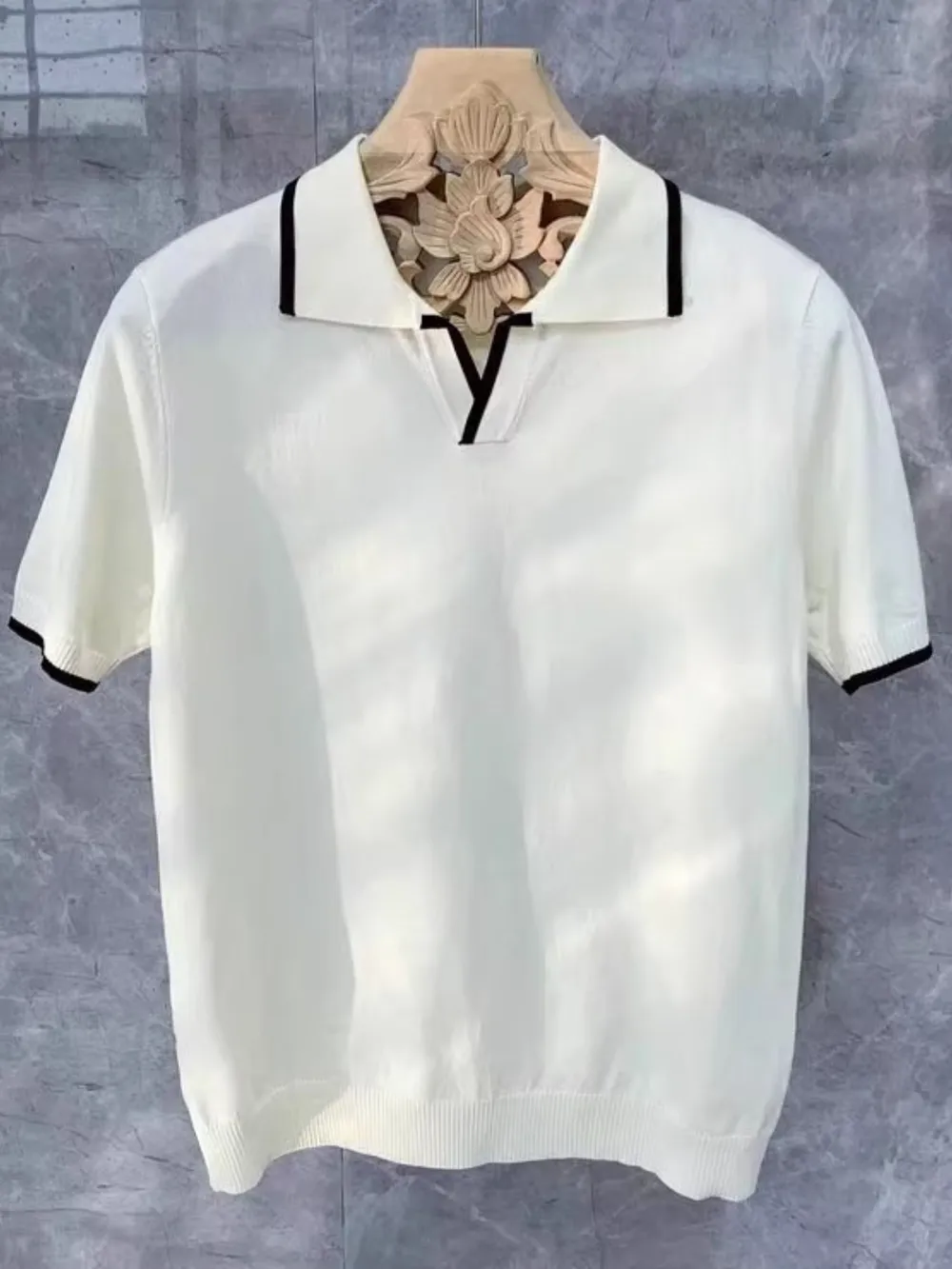Men's Full Size Contrast Trim Short Sleeve Knit Polo Plus Size, image 5