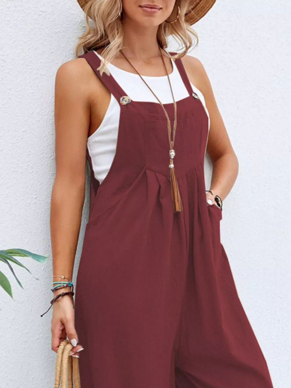 Full Size Casual Wide-Leg Overalls with Pockets Plus Size, image 20