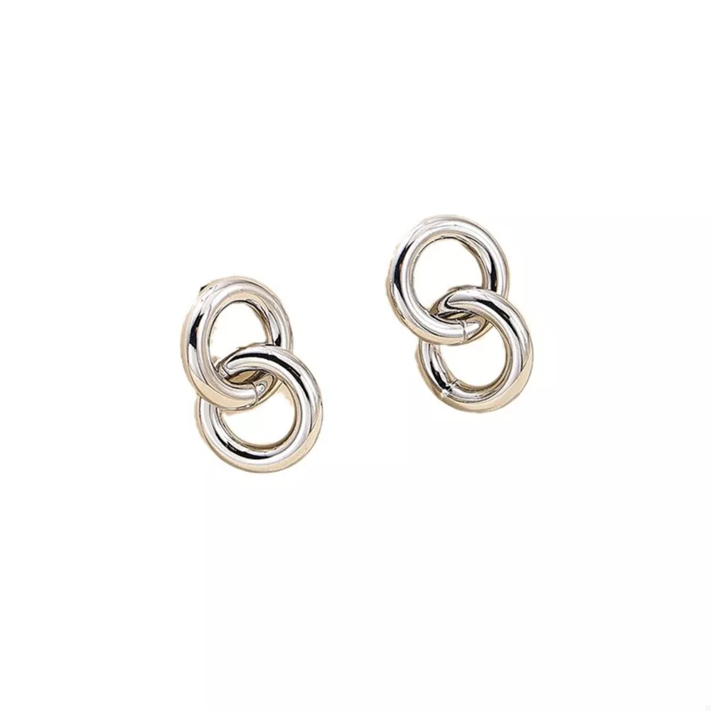 Interlocked Chain Link Stud Earrings, image 2