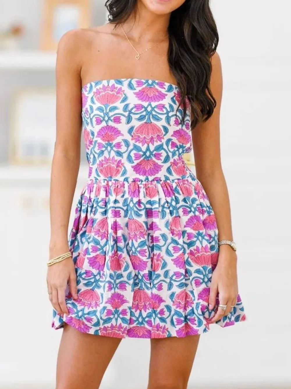 Printed Tube Mini Dress, image 4