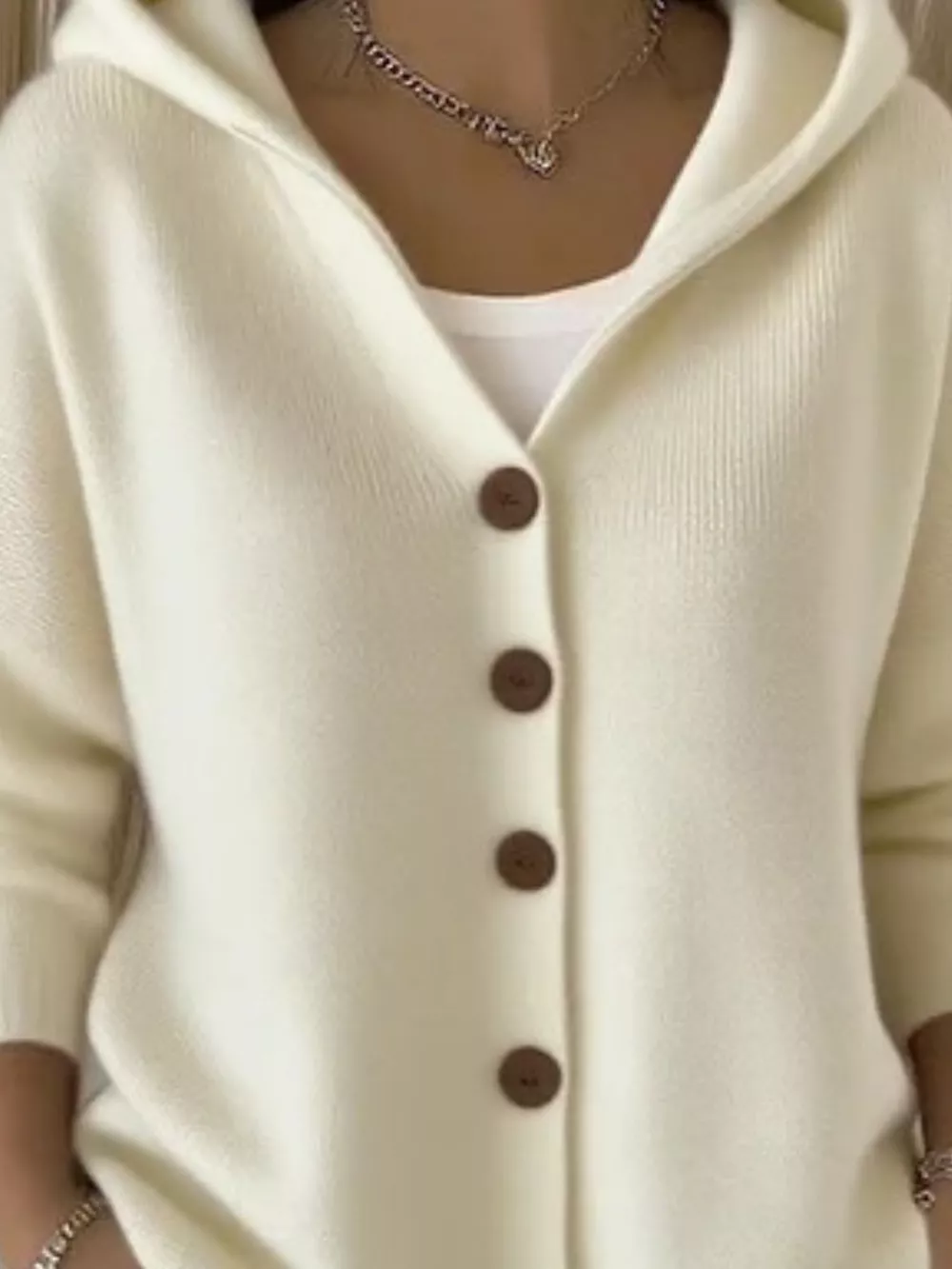Full Size Hooded Button-Front Soft Knit Cardigan Plus Size, image 3