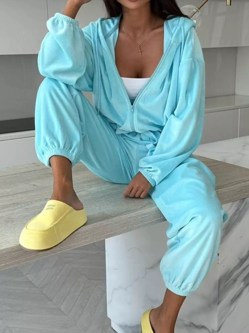 Zip-Up Hoodie and Joggers Set, image 2