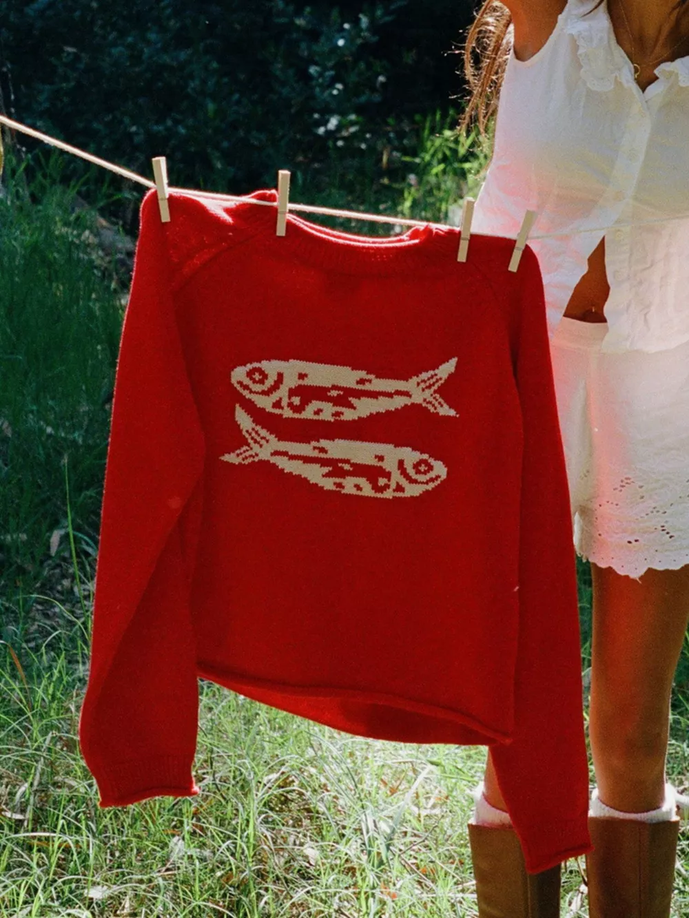 Fish Pattern Crew Neck Sweater, image 5