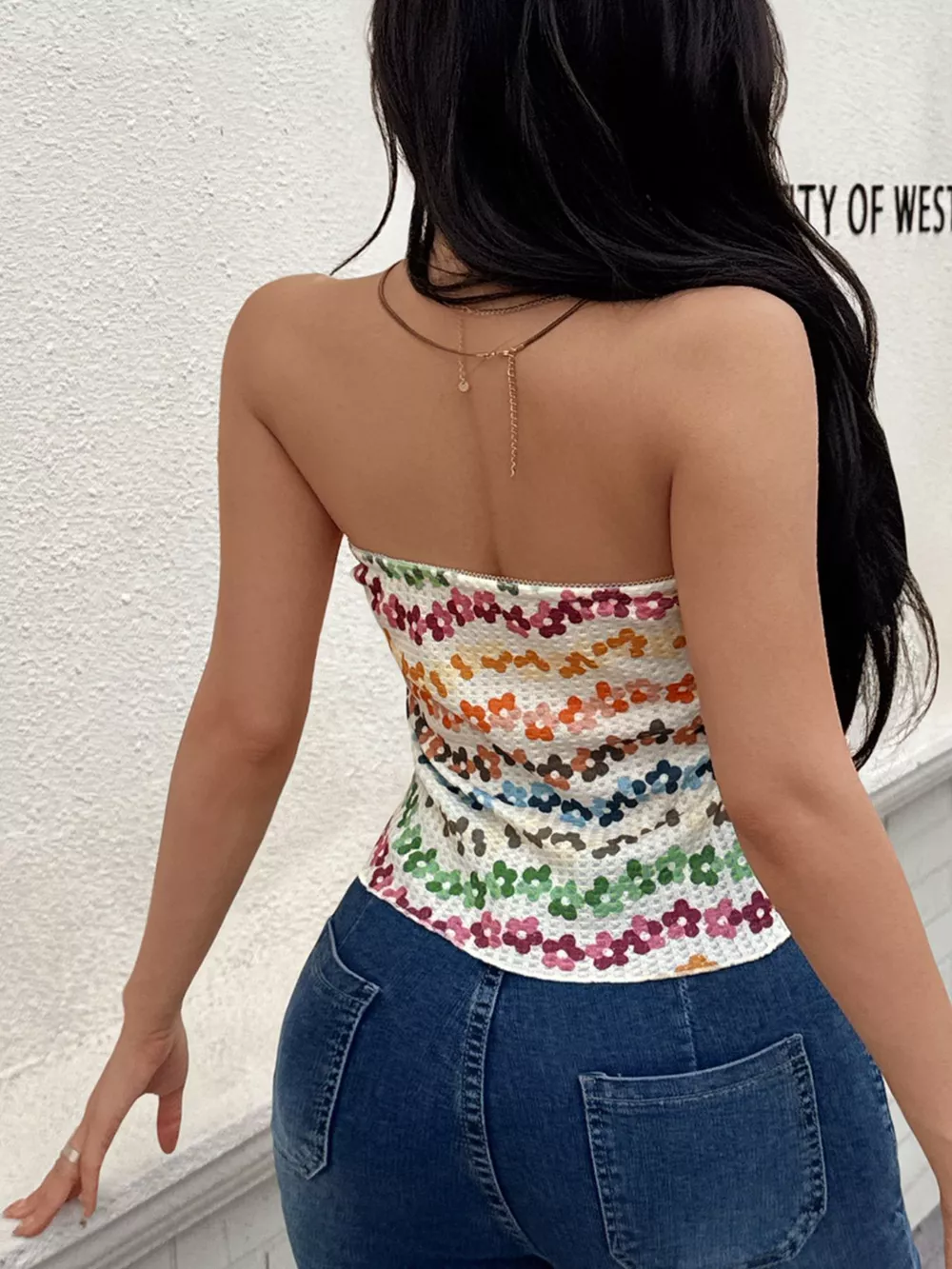 Floral Ruched Tube Top, image 2