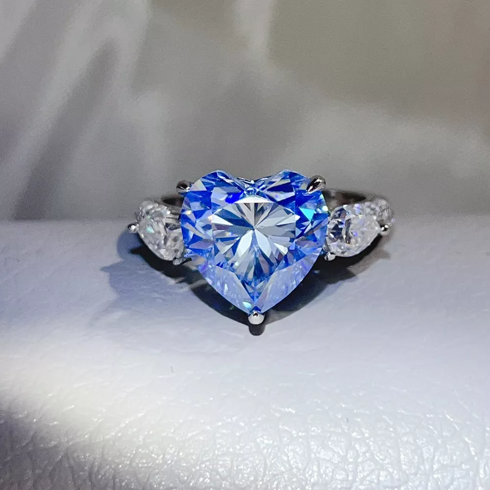 6 Carat 925 Sterling Silver Moissanite Heart Ring