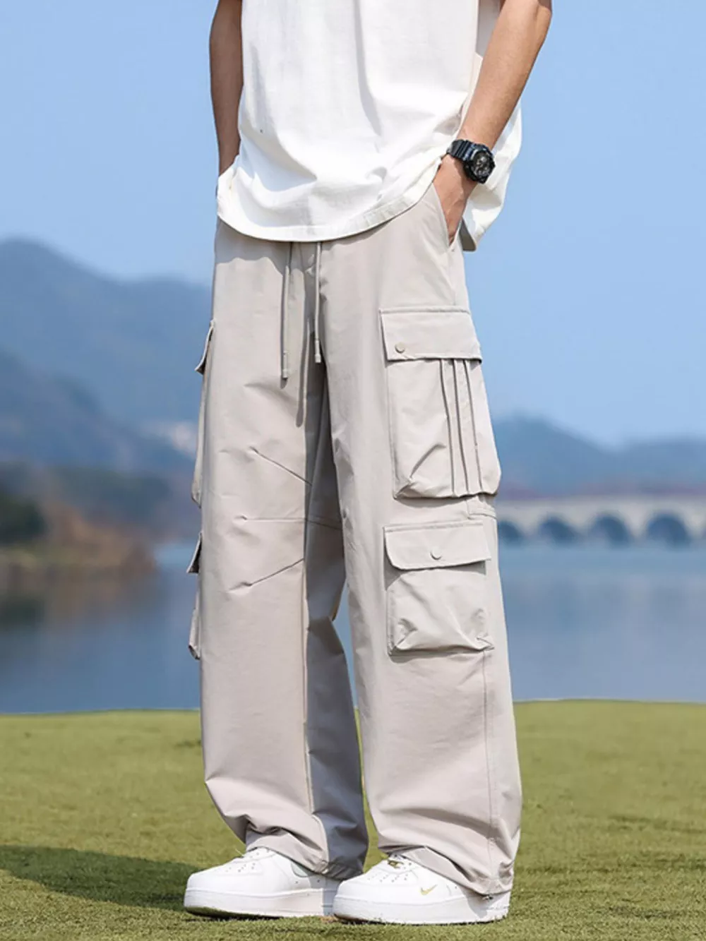 Men's Plus Size Loose Fit Multi-Pocket Cargo Pants, image 5