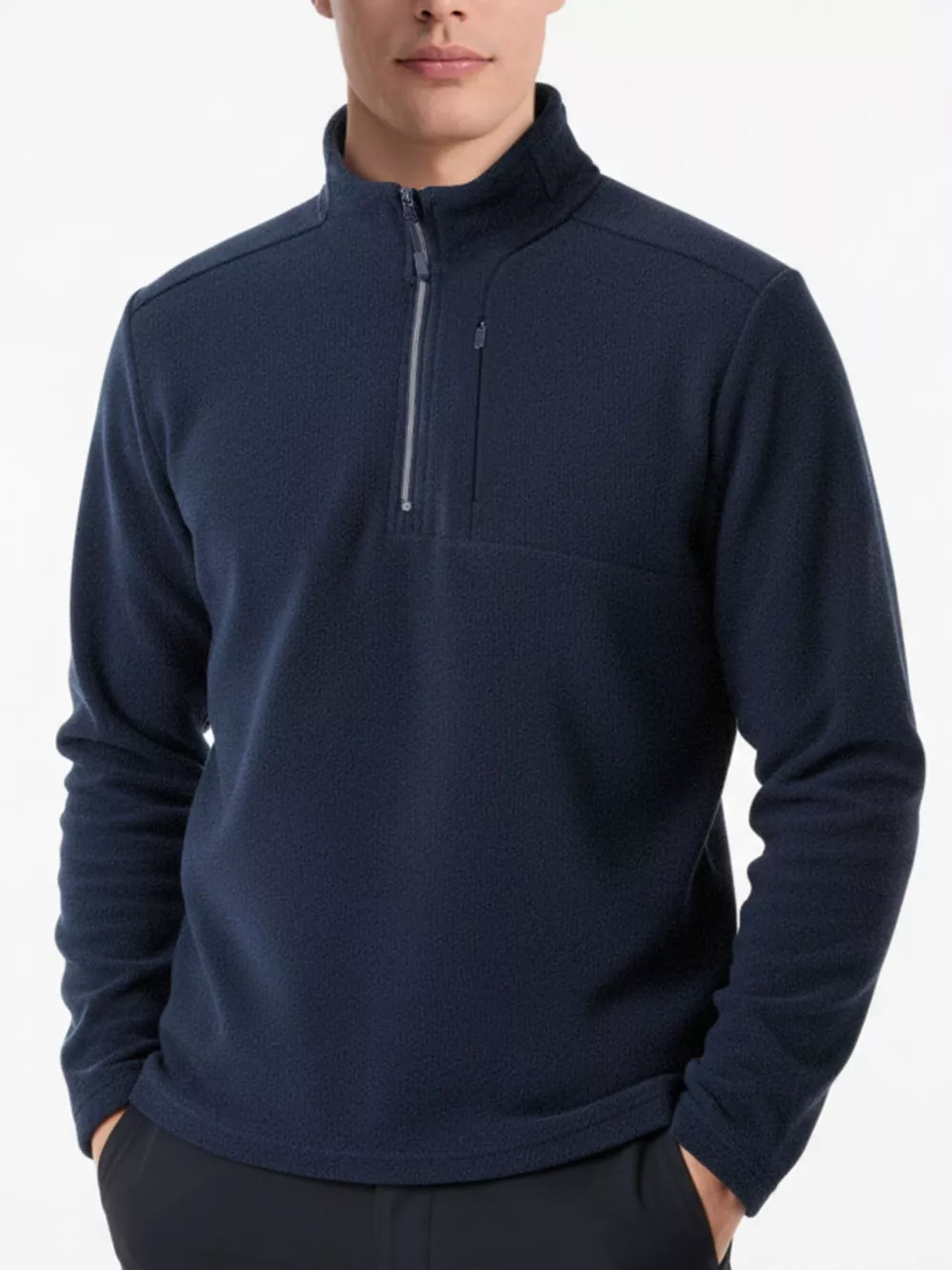 Men's Plus Size Quarter- Fleece Sweatshirt, image 2