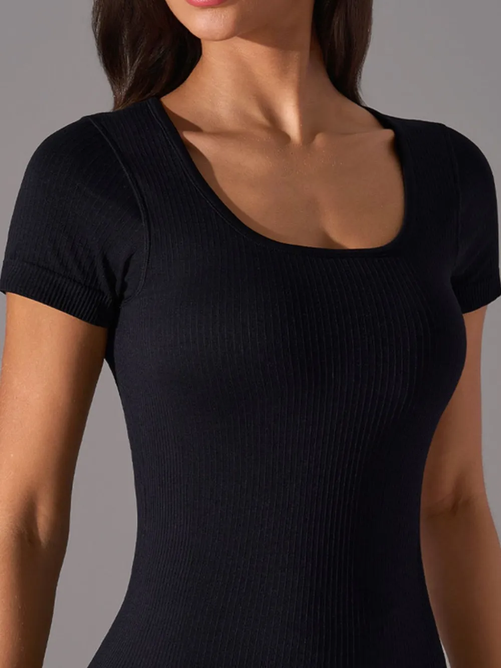 Square Neck Active T-Shirt with Detachable Chest Pads, image 3