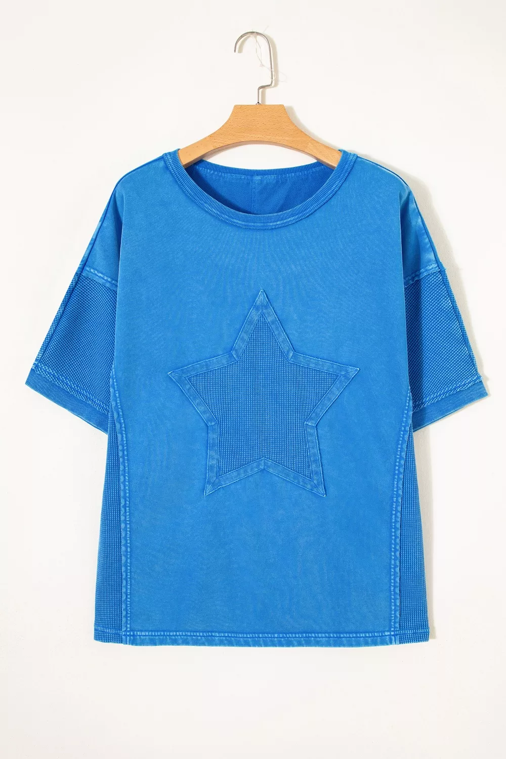 Mineral Wash Star Mesh Patchwork Oversize Tee, image 3