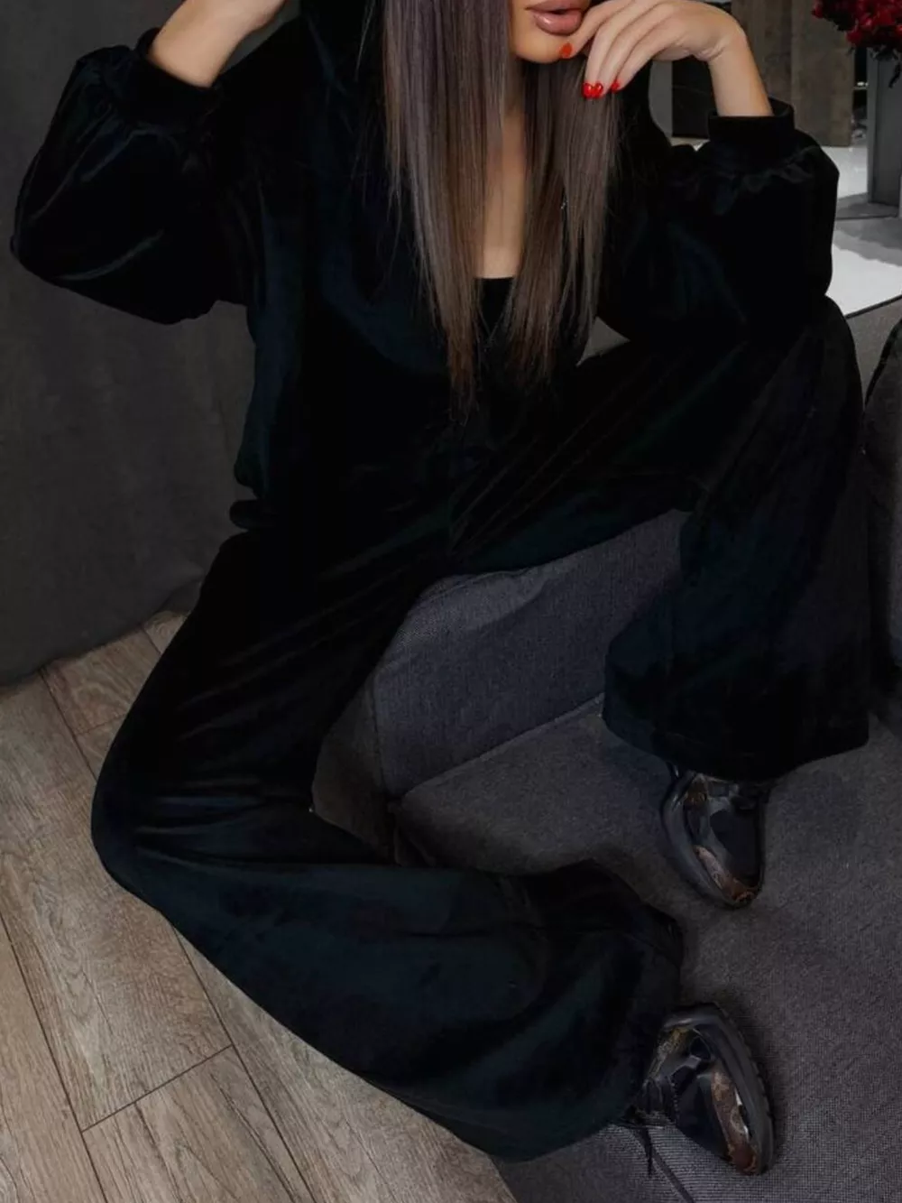 Zip Up Hoodie and Wide-Leg Pants Set, image 14