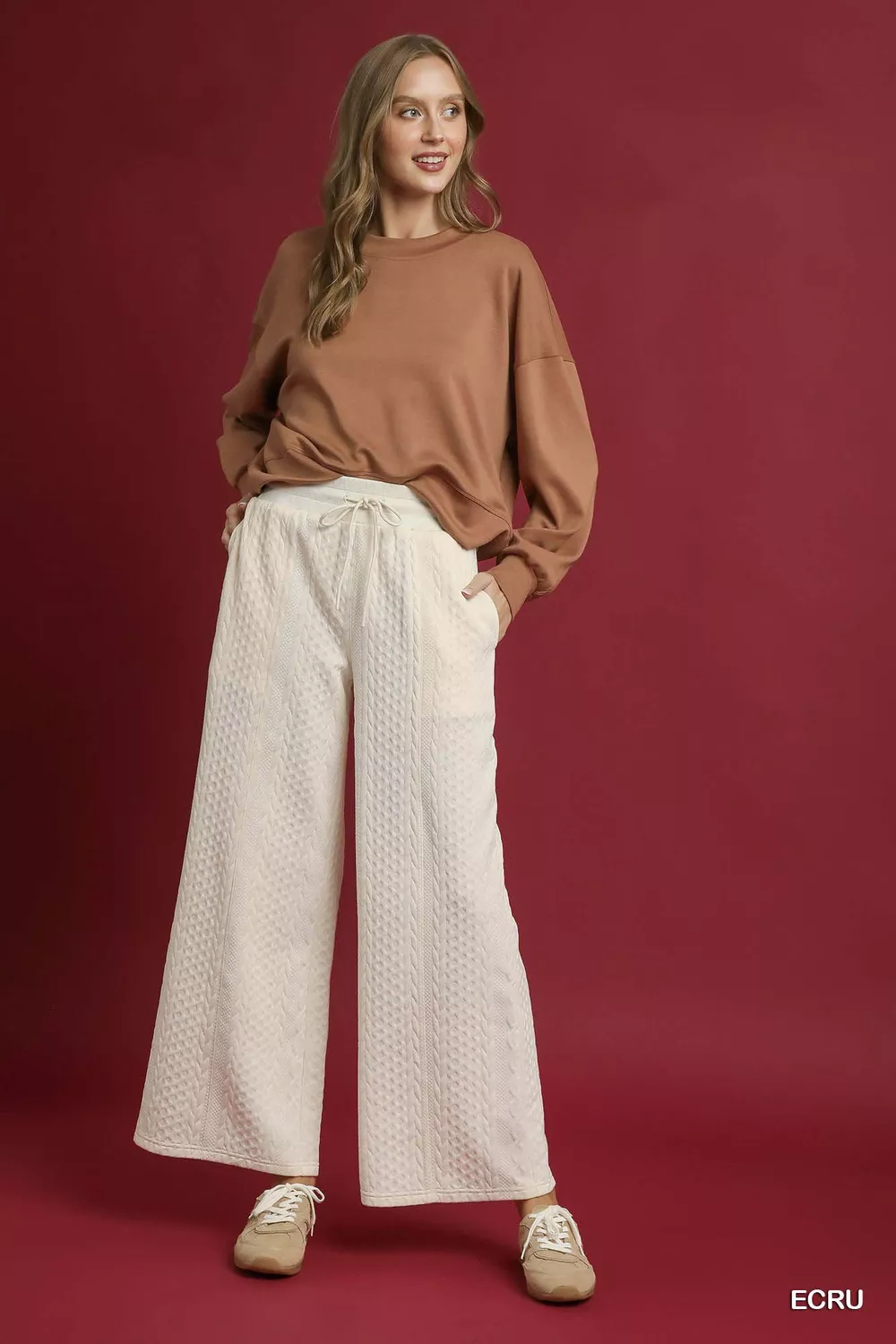 Cable Knit Textured Wide Leg Pants, image 4