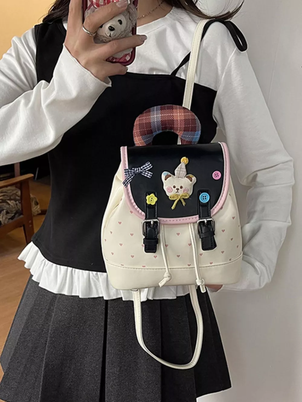 Cartoon Bear Decorated Backpack Bag, image 4