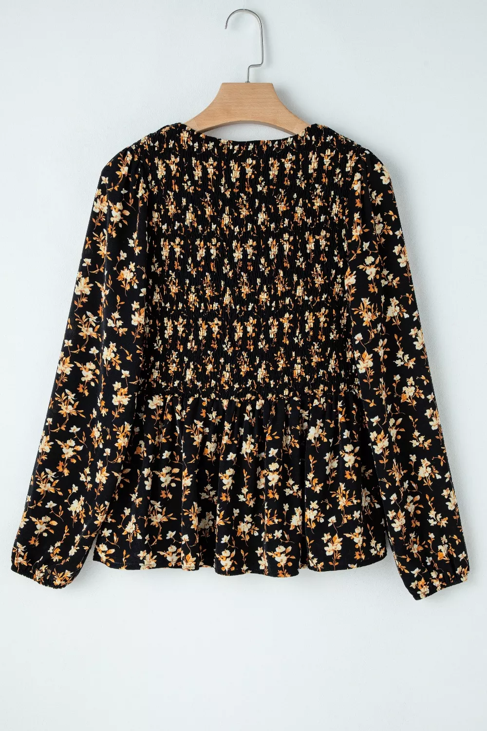 Floral Print Smocked Waist Long Sleeve Blouse, image 3