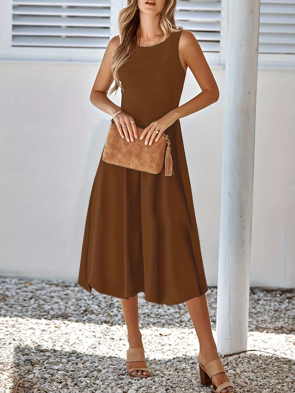 Sleeveless A-Line Midi Dress, image 4