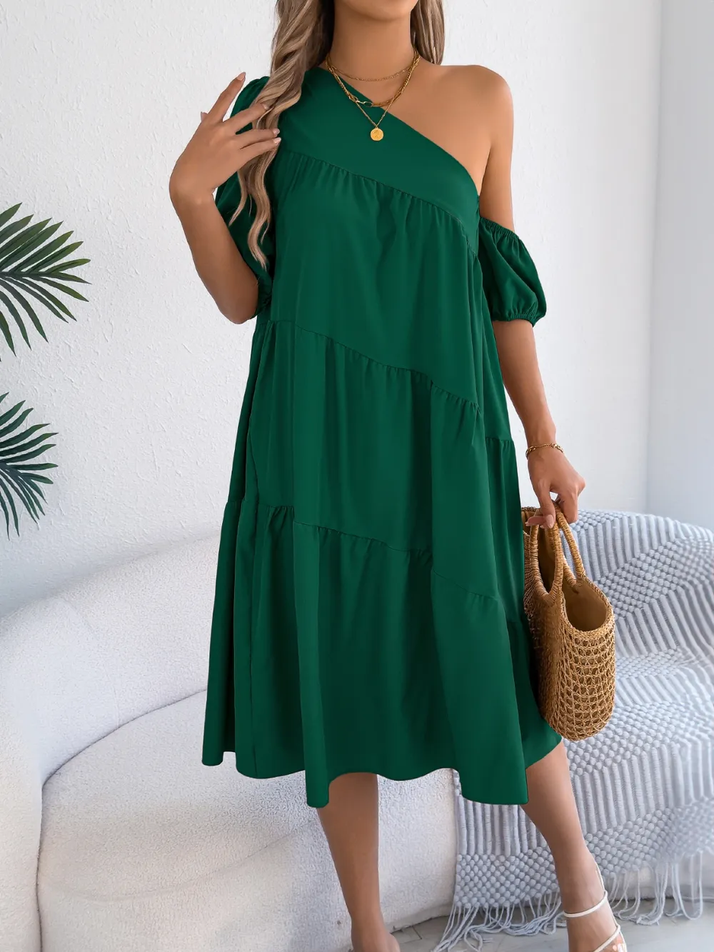 Single Shoulder Tiered Dress, image 4