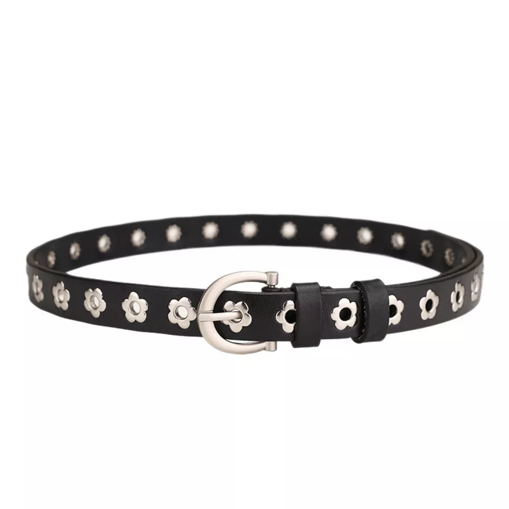 Flower Cutout Leather Belt, image 6